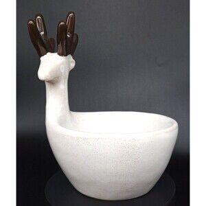 Ceramic Deer Bowl Trinket Holder Christmas Holiday Decor Global Designs